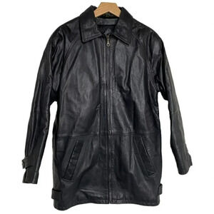 Phase 2 Vintage 90's Mens‎ S black leather lined jacket